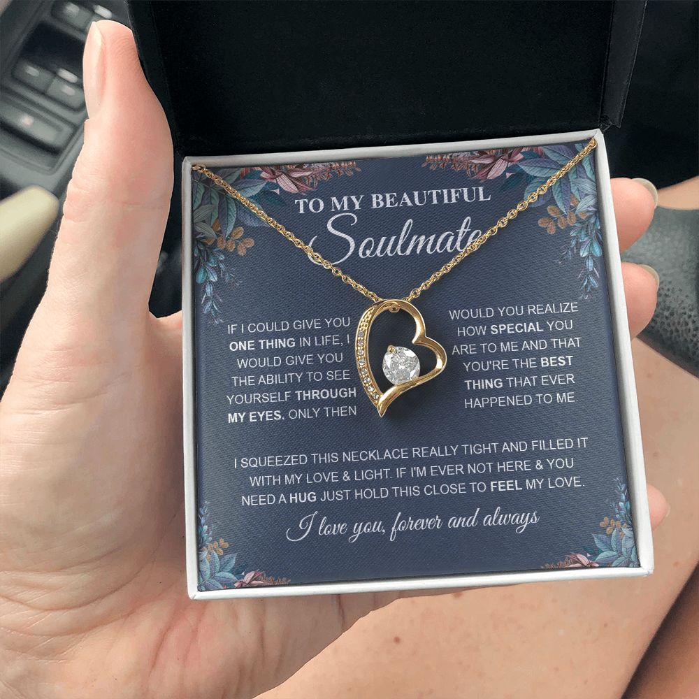 To My Beautiful Soulmate Necklace, Love Necklace for Girlfriend, Wife Gift, Soulmate Jewelry, Soulmate Necklace, Future Wife Gift, Necklace for Wife from Husband Necklace Message Card and Gift Box Styles on Birthday, Christmas, Wedding, Anniversary Foreve