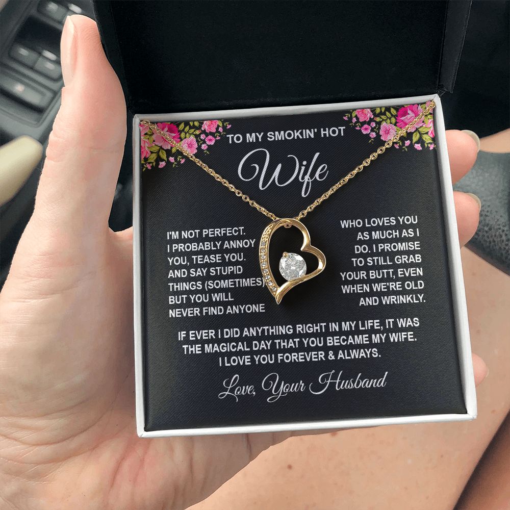 Wife Necklace Gifts from Husband, Wedding Gifts for Wife from Husband, Wife Birthday Gifts from Husband, To My Wife Necklace Message Card and Necklace Gifts Box Gift Box Styles on Birthday, Wedding, Anniversary, Valentine Forever Love