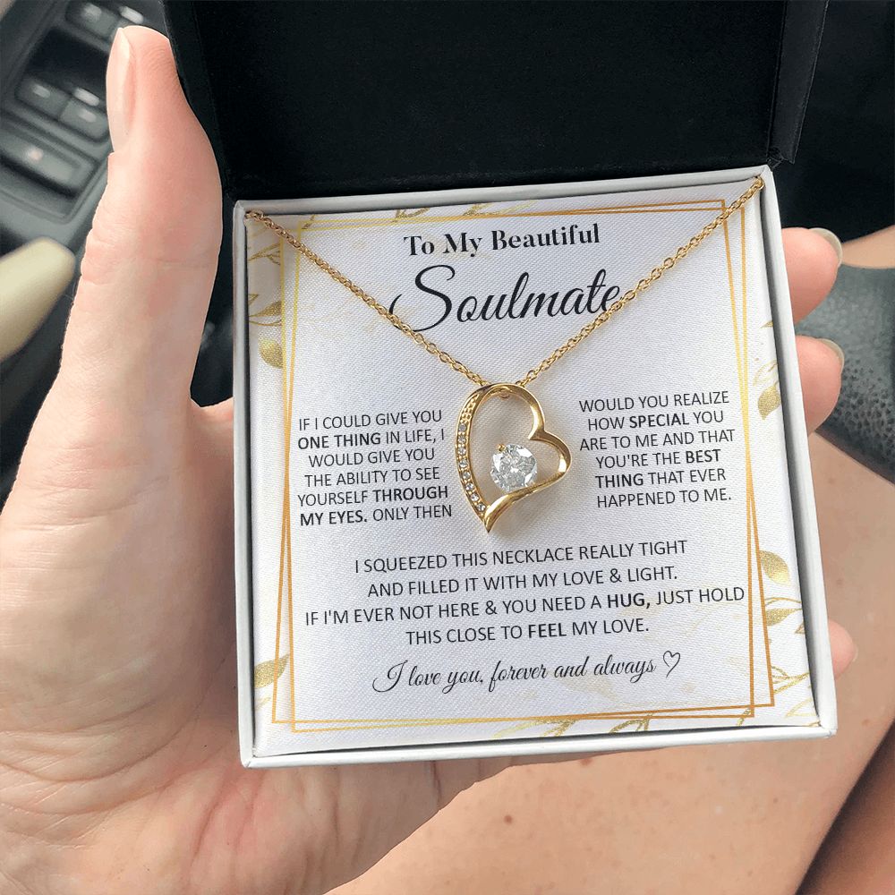 Couples Gifts To My Beautiful Soulmate Necklace From Husband, Wedding Anniversary For Wife From Husband, Wife Wedding From Husband, To My Wife, Necklace Custom Name Message Card and Gift Box Styles on Birthday, Christmas, Wedding, Anniversary Forever Love