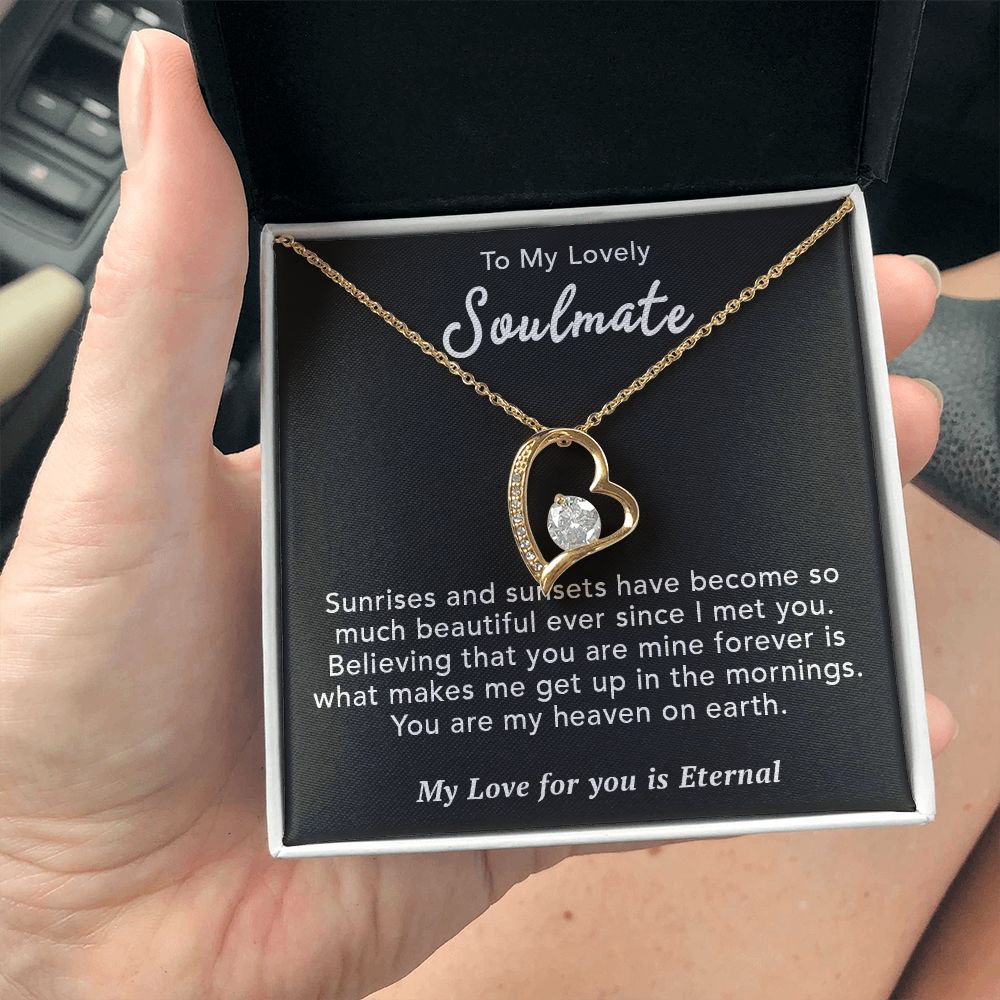 To My Lovely Soulmate Necklace Gift From Husband To My Badass Wife Pendant Valentine Jewelry with Message Card and Gift Box. Gift for Wife. Necklace Gift Set for Wife Necklace Gifts Box Gift Box Styles Forever Love