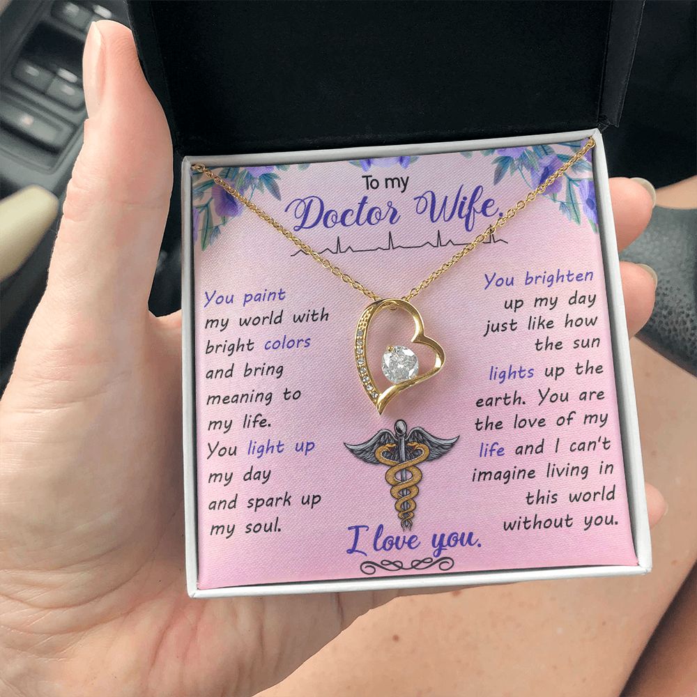 Couples Gifts, Doctor Wife Girlfriend Necklace Gifts From Husband, Wedding Anniversary Jewelry For Wife From Husband, Wife Birthday From Husband, To My Beautiful Wife Girlfriend Message Card and Gift Box styles On Birthday, Christmas, Anniversary  Forever