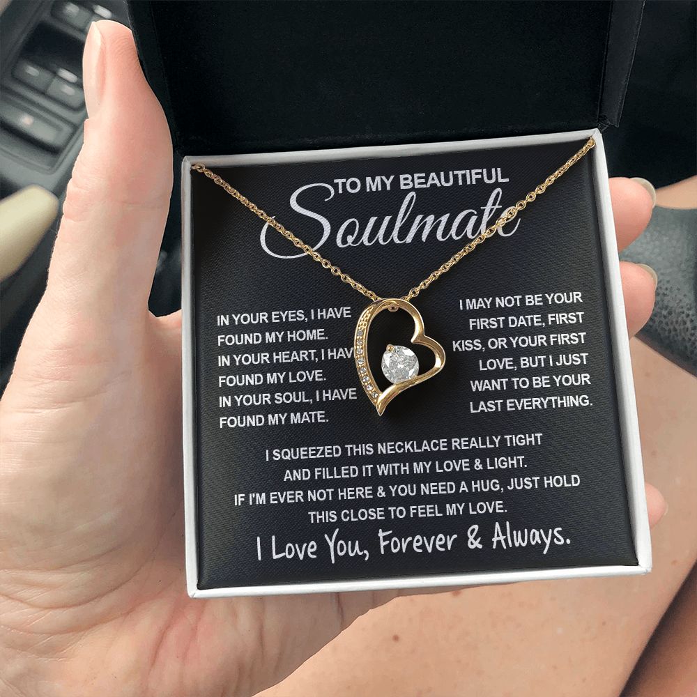 To My Beautiful Soulmate Necklace, Soulmate Jewelry For Women, Wife Necklace From Husband, Wife Valentine Gifts Necklace For Wife, Soulmate Gifts For Her, To My Future Wife Necklace Soulmate Forever Love