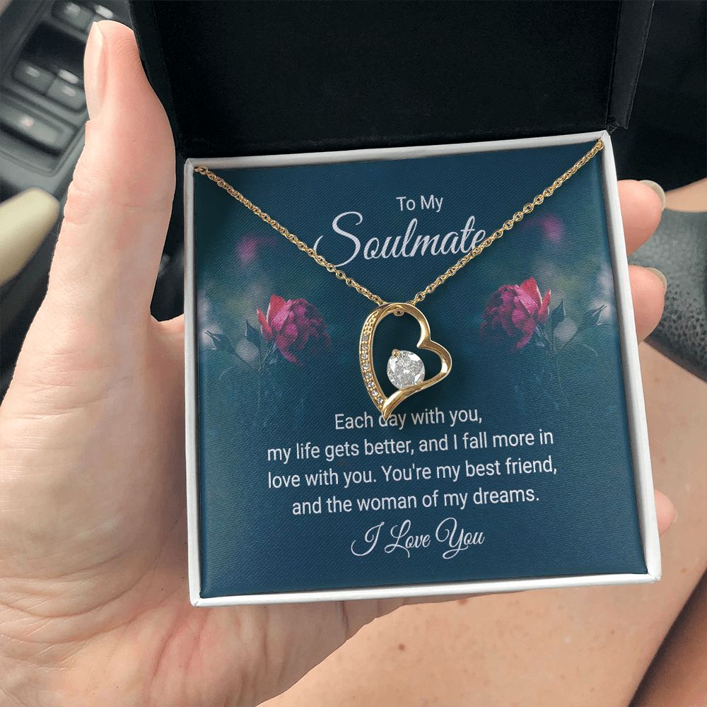 To My Soulmate Necklace for her Jewelry For Her Couples Gifts Necklaces For Soul Mate Christmas Jewelry, Dear Wife, Forever & Always, Love Knot Meaningful Necklace Message Card and Gift Box Styles on Birthday, Christmas, Anniversary Forever Love