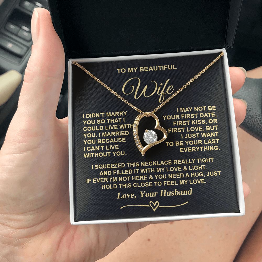 Wife Necklace Gifts from Husband, Gifts for Wife Birthday Gifts from Husband, Necklaces for Wife from Husband to My Wife Message Card and Necklace Gift Box Gift Box Styles on Birthday, Christmas, Wedding, Anniversary, Valentine Forever Love