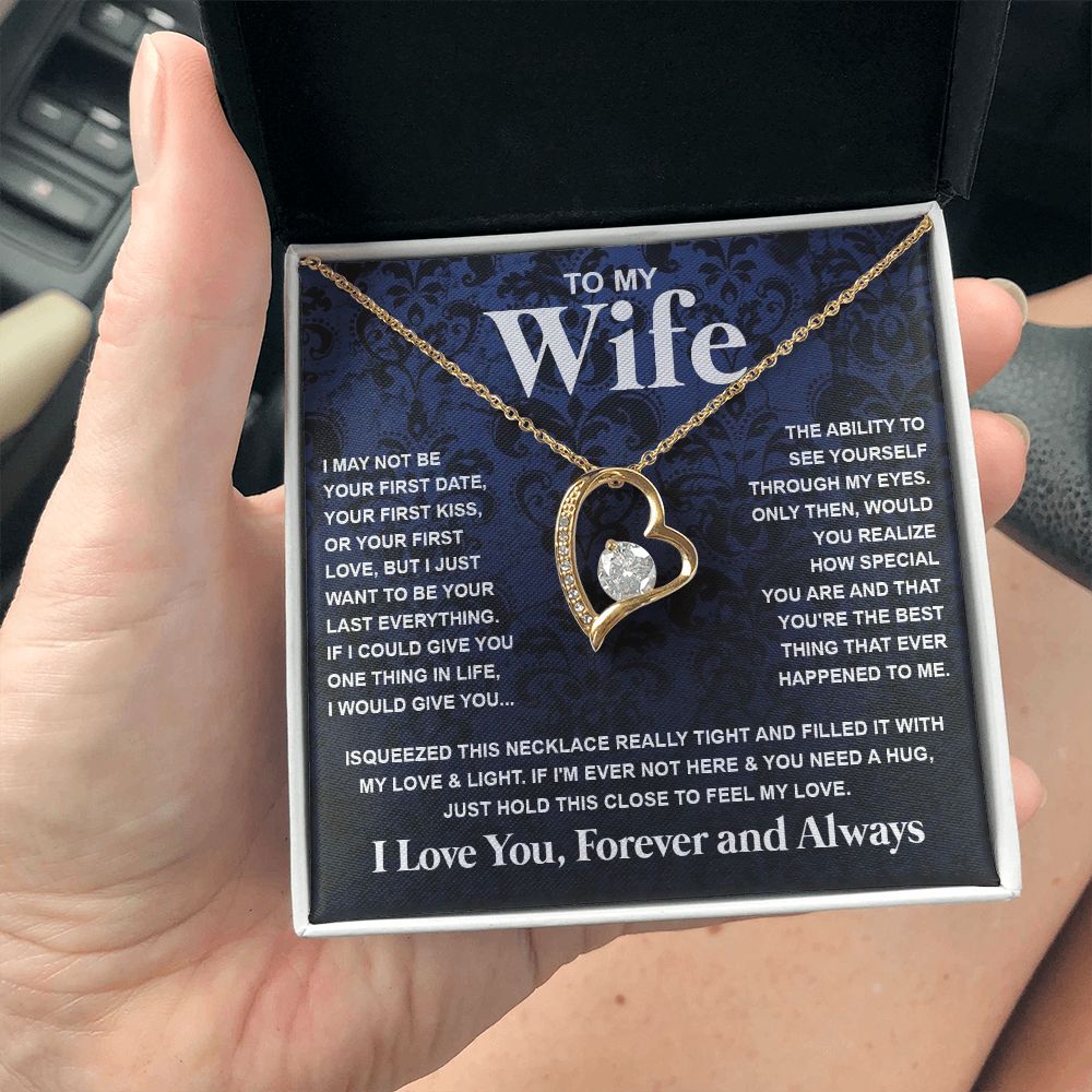 Couples Gifts Necklace To My Wife Necklace Anniversary Christmas Jewelry Romantic Gifts For My Wife Pendant Jewelry with Message Card and Box Necklaces for Women Valentines Day Happy Anniversary Wedding Present Forever Love