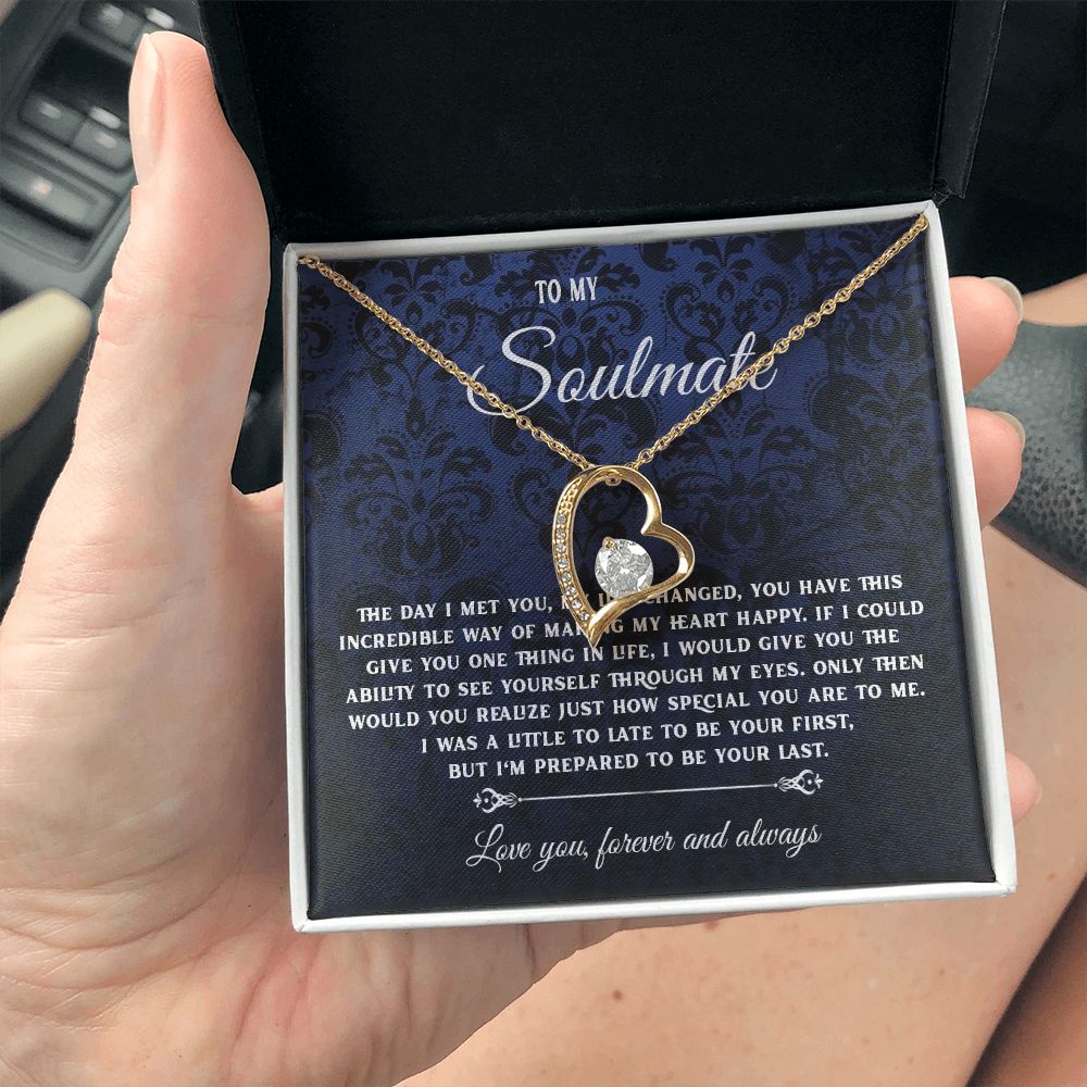 To My Soulmate Necklace Gift, Necklaces For Wife from Husband, Soulmate Necklace to My Beautiful Wife, Necklace For Soulmate with Message Card and Necklace Gift Box Gift Box Styles on Birthday, Christmas, Wedding, Anniversary, Valentine Forever Love