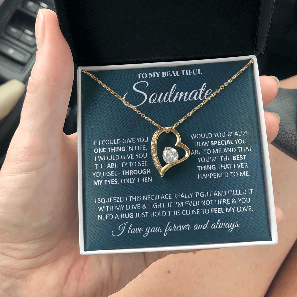 Couples Gifts, To My Beautiful Soulmate Necklace From Husband, Valentine For Wife From Husband, Wife Wedding From Husband, To My Wife, Necklace Custom Name Message Card and Gift Box Styles on Birthday, Christmas, Wedding, Anniversary Forever Love