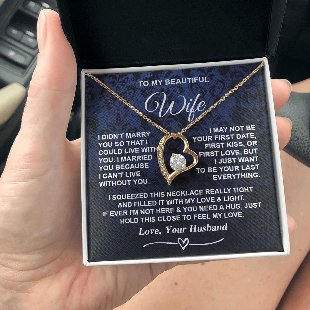 Wife Necklace Gifts from Husband, Gifts for Wife Anniversary from Husband, Necklaces for Wife from Husband to My Wife Message Card and Necklace Gift Box Gift Box Styles on Birthday, Christmas, Wedding, Anniversary, Valentine Forever Love