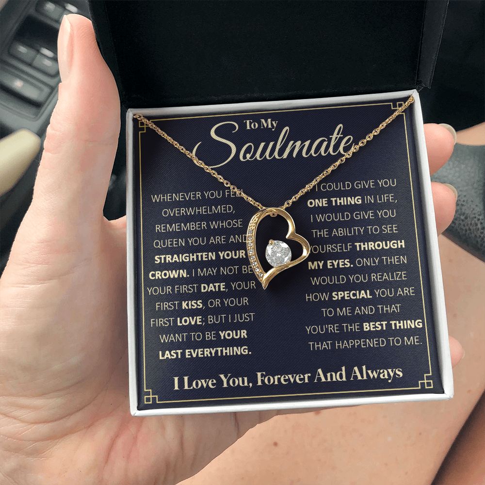 Couples Gifts, To My Beautiful Soulmate Necklace From Husband, Necklace For Wife From Husband, Wife Wedding From Husband, To My Wife, Necklace Custom Name Message Card and Gift Box Styles on Birthday, Christmas, Wedding, Anniversary Forever Love