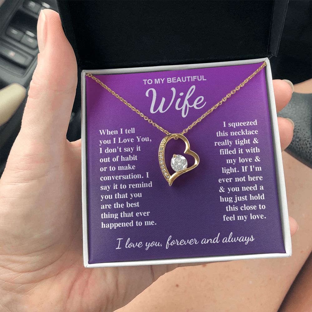 To My Beautiful Wife Necklace Gifts for Her, Soulmate for Wife Birthday Gifts from Husband, Valentine for Women, Soulmate Gifts, Message Card and Necklace Gifts Box Gift Box Styles on Birthday, Wedding, Anniversary, Valentine Forever Love