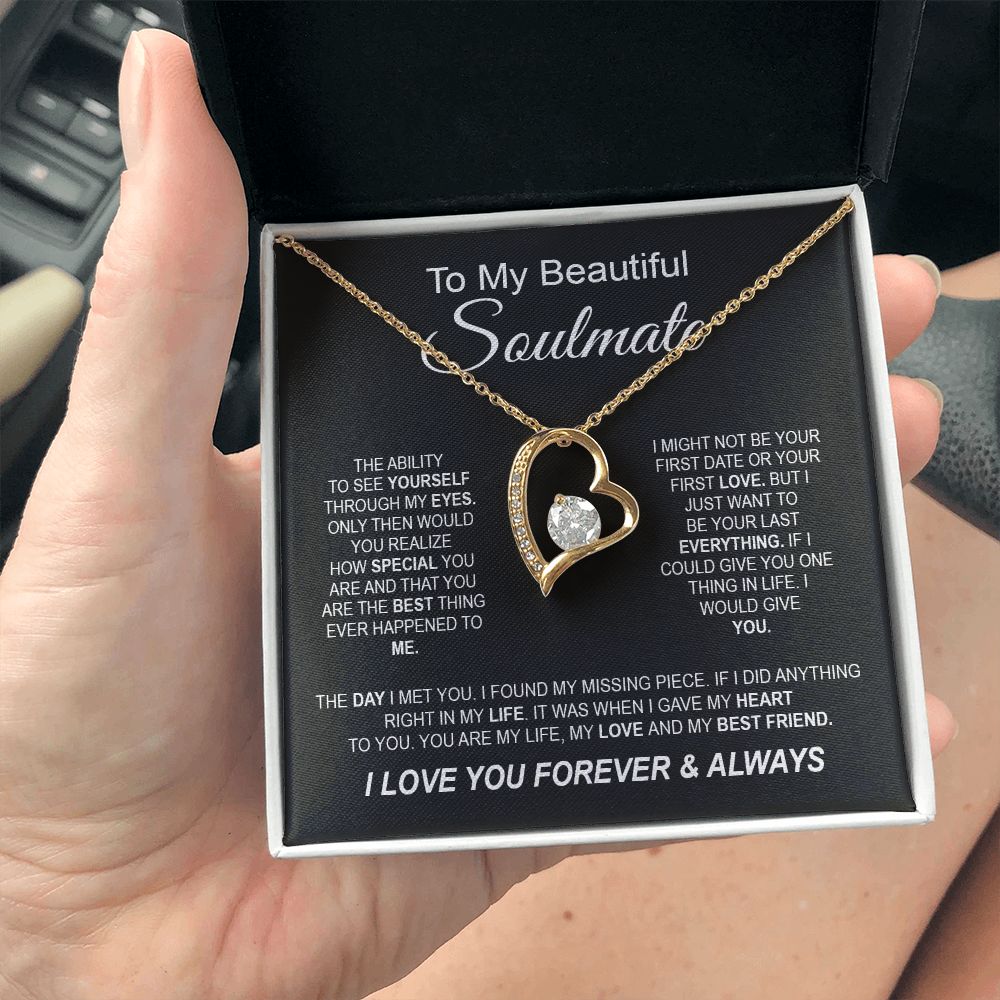 To My Beautiful Soulmate Necklace, Love Necklace for Girlfriend, Soulmate Jewelry, Soulmate Necklace, Future Wife Gifts, Necklace for Wife from Husband Necklace Message Card and Gift Box Styles on Birthday, Christmas, Wedding, Anniversary Forever Love