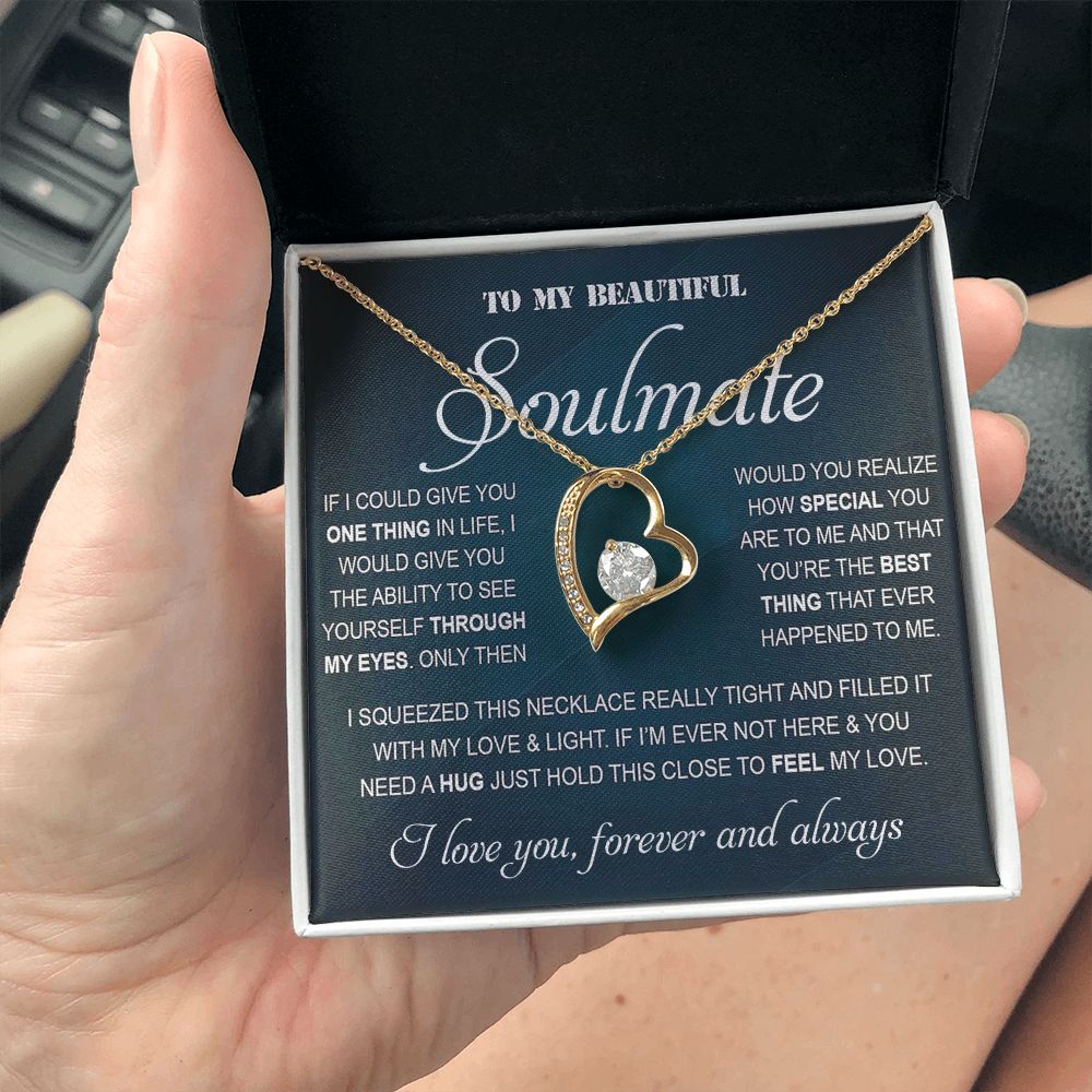 Personalized Valentine Gift For Wife, To My Soulmate Necklace For Women, Soulmate Necklace, To My Wife Necklace From Husband, Necklace Custom Name Message Card and Gift Box Styles on Birthday, Christmas, Wedding, Anniversary Forever Love