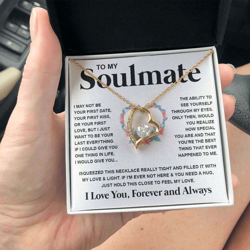 Couples Gifts Necklace To My Soulmate Necklace Valentine Christmas Jewelry Romantic Gifts For My Wife Pendant Jewelry with Message Card and Box Necklaces for Women Valentines Day Happy Anniversary Wedding Present Forever Love