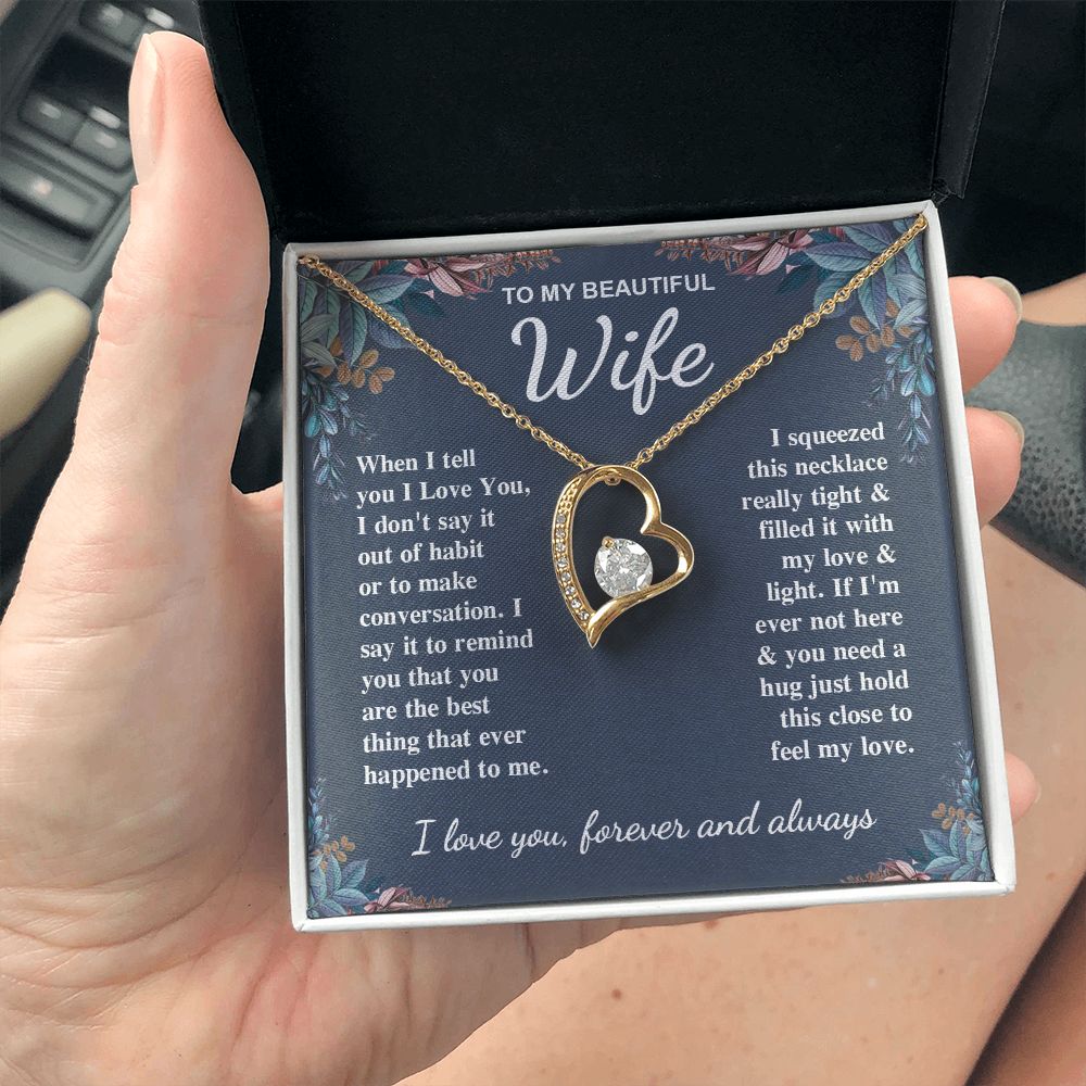 To My Beautiful Wife Necklace Gift for Her, Soulmate for Wife Valentine Gifts from Husband, Birthday for Women, Soulmate Gifts, Message Card and Necklace Gifts Box Gift Box Styles on Birthday, Wedding, Anniversary, Valentine Forever Love