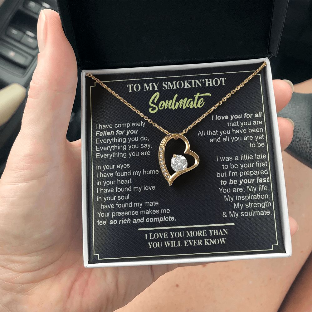 Couples Gifts, Necklace To My Hot Soulmate Necklace Gifts For My Wife with Future Wife Soulmate Girlfriend Necklaces Customer Name Message Card and Gift Box styles On Birthday, Christmas, Anniversary Forever Love