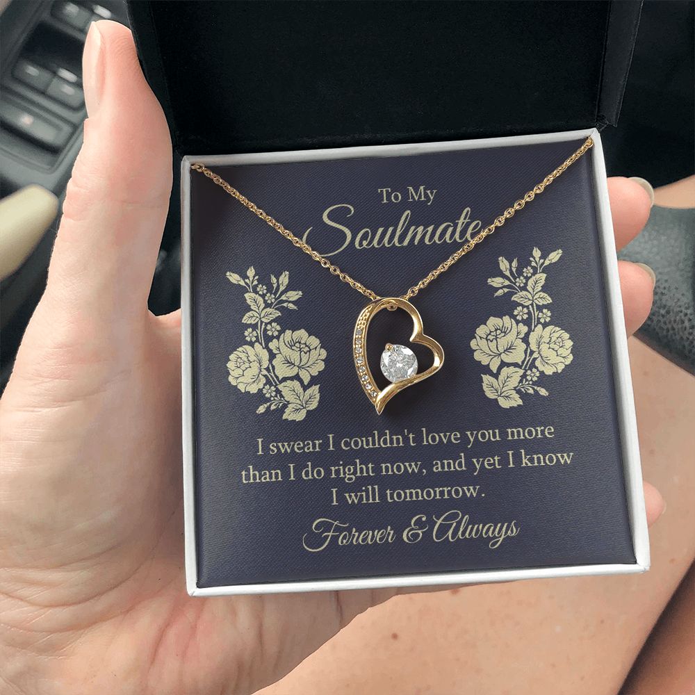 To My Soulmate Necklace for her Jewelry For Her Couples Gifts Necklaces For Soul Mate Christmas Jewelry, Forever & Always, Love Knot Meaningful Necklace Message Card and Gift Box Styles on Birthday, Christmas, Anniversary Forever Love