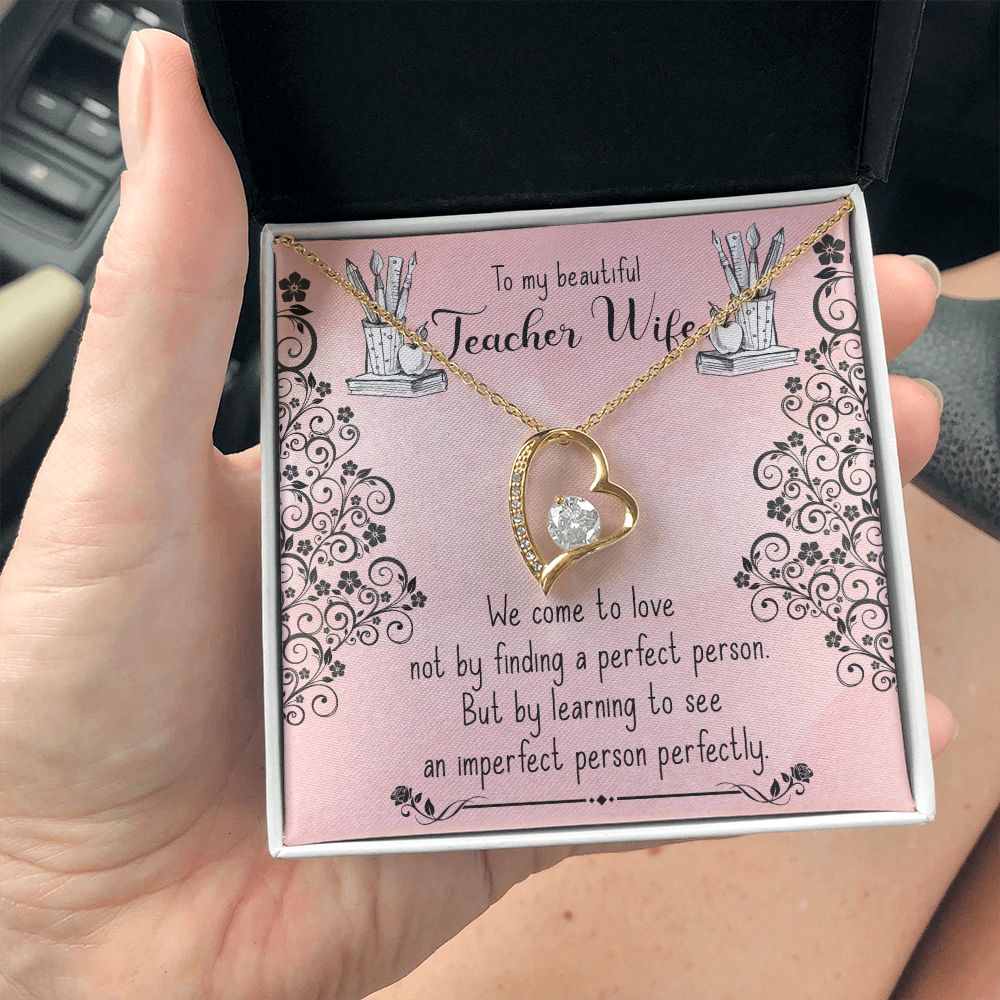 Couples Gifts, Teacher Wife Necklace Gifts From Husband, Wedding Anniversary Jewelry For Wife From Husband, Wife Birthday From Husband, To My Beautiful Wife Girlfriend Message Card and Gift Box styles On Birthday, Christmas, Anniversary  Forever Love