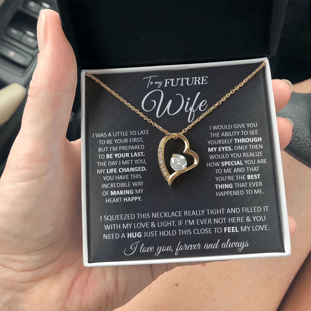 Couples Gifts, To My Beautiful Wife, Necklace From Husband, Valentine For Wife From Husband, Wife Wedding From Husband, To My Wife, Necklace Custom Name Message Card and Gift Box Styles on Birthday, Christmas, Wedding, Anniversary Forever Love