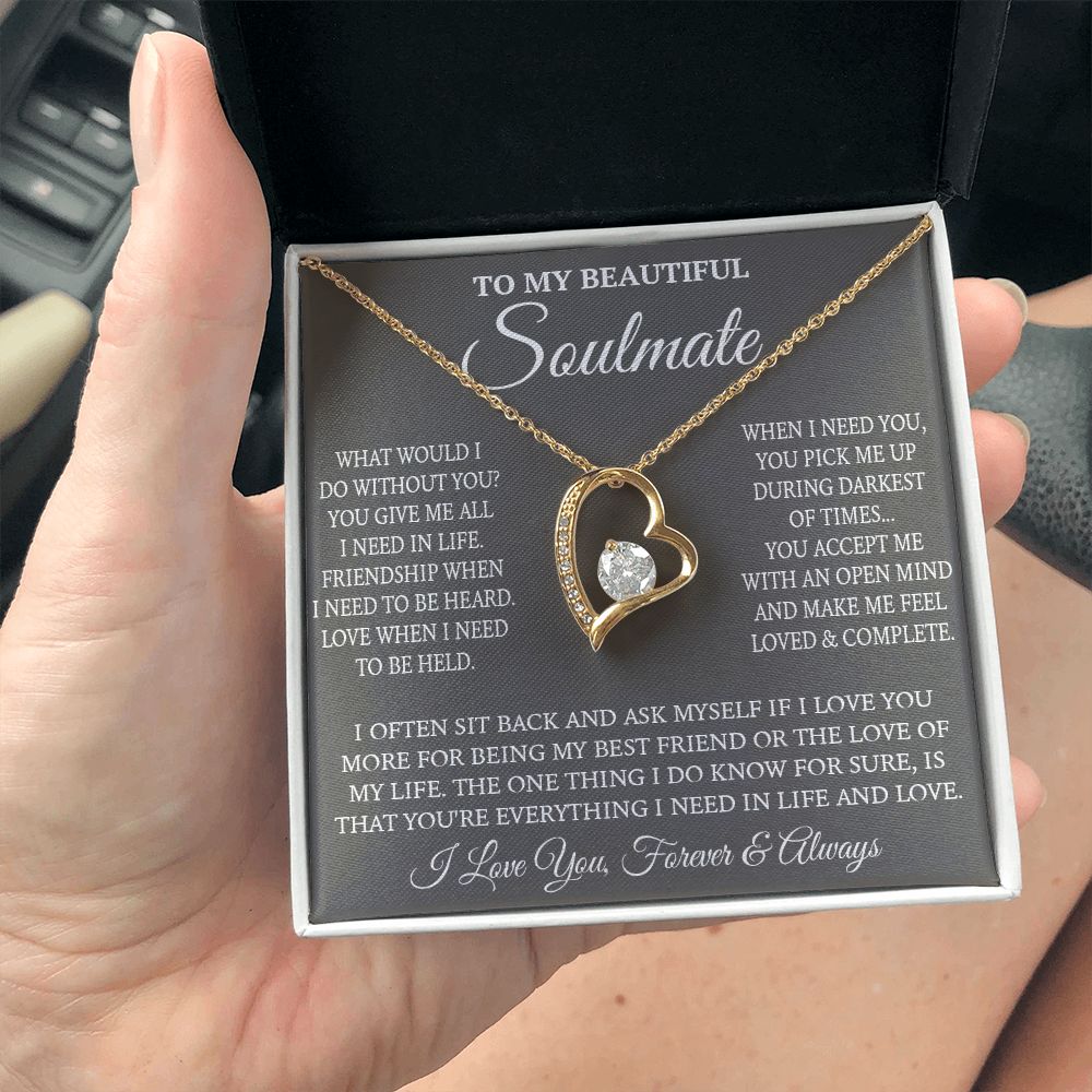 Couples Gifts Necklace To My Soulmate Necklace, Necklace Gifts For Wife From Husband Jewelry Romantic Gifts For My Wife Necklace Message Card and Gift Box Styles on Birthday, Christmas, Wedding, Anniversary, Valentine Forever Love