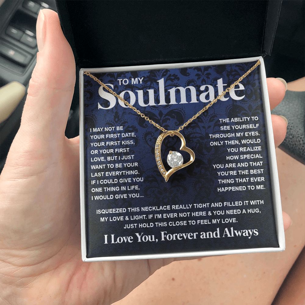 Couples Gifts Necklace To My Soulmate Necklace Anniversary Christmas Jewelry Romantic Gifts For My Wife Pendant Jewelry with Message Card and Box Necklaces for Women Valentines Day Happy Anniversary Wedding Present Forever Love
