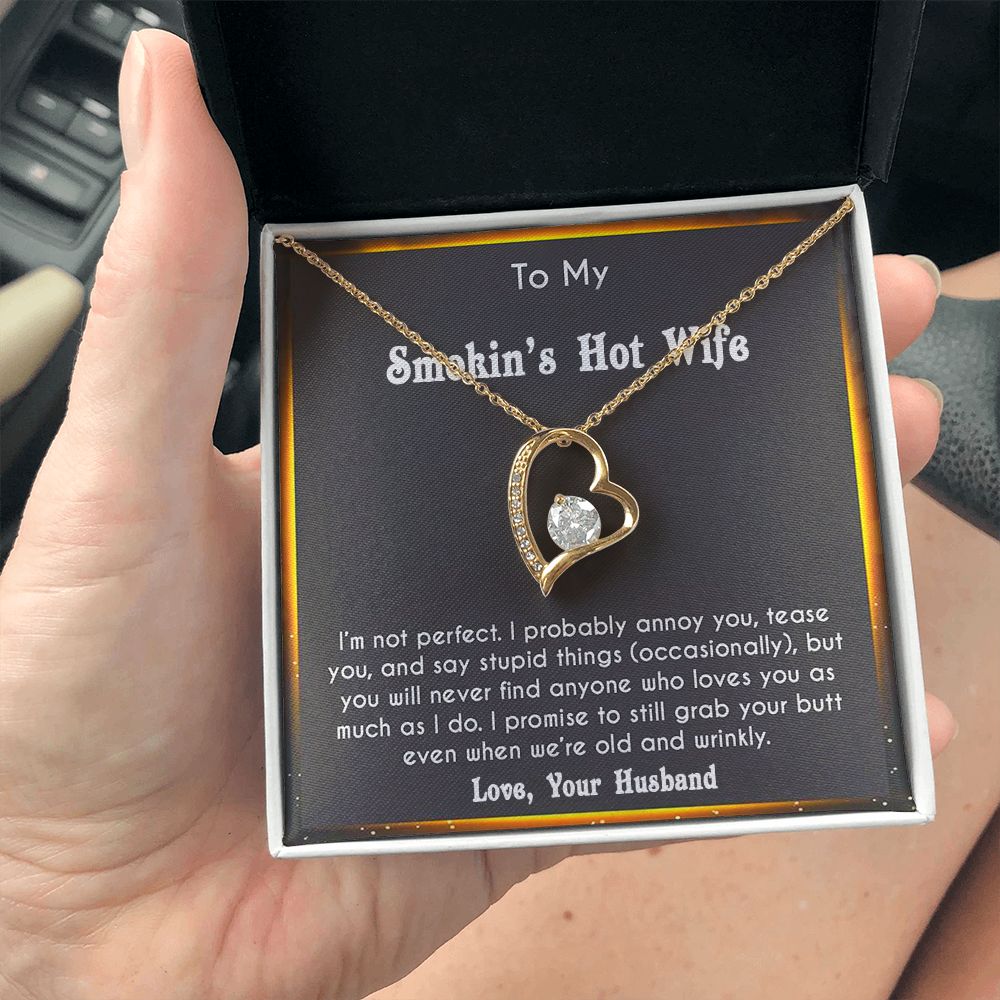 to My Smokin Hot Wife Necklace Future Wife Gifts, Promise Necklace For Her, Fiance Gifts For Her, Valentine Birthday Gifts For Future Wife With Message Card Box LED, Soulmate Necklace For Women, To My Wife Necklace Forever Love
