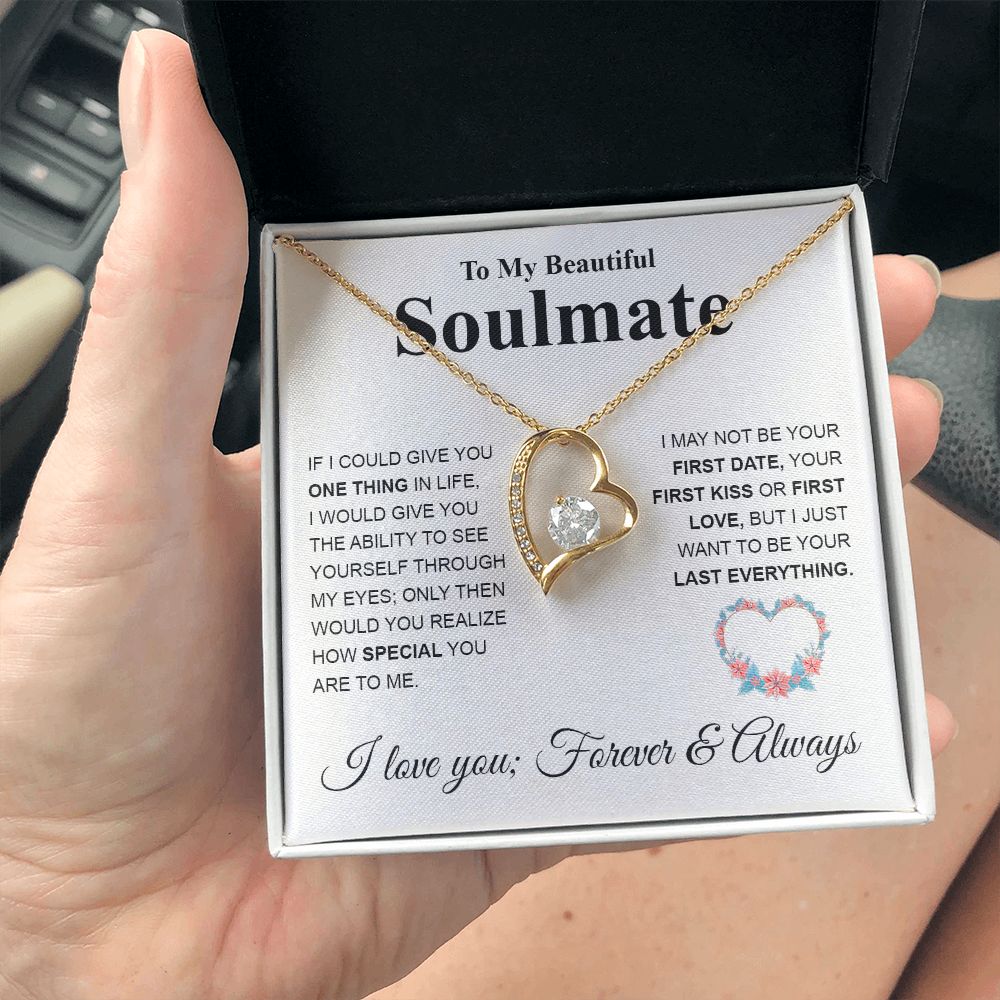 Beautiful Soulmate Necklace My Last Everything, Promise Necklace For Her, Fiance Gifts For Her, Valentine Gifts For Future Wife With Message Card Box LED, Soulmate Necklace For Women, To My Wife Necklace copy Forever Love