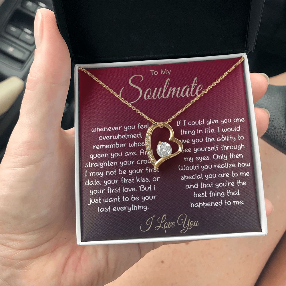 To My Soulmate Necklace For Women, Couple Gifts For Girlfriend, Valentine Christmas Presents For Girlfriend, Valentine Necklace Gifts For Wife, Women Romantic Jewelry For Her Vanlentine Day's Message Card and Gift Box Styles Forever Love