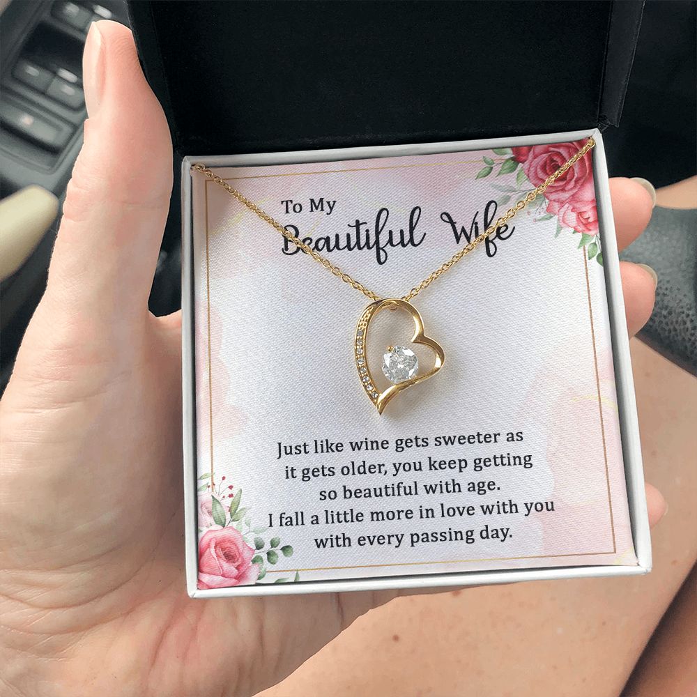 To My Wife Necklace Romantic Gifts For Her Unique Necklaces For Wife From Husband Cute Valentines Day Anniversary Birthday For Wife, Meaningful Necklace Message Card and Gift Box Styles on Birthday, Christmas, Anniversary Forever Love