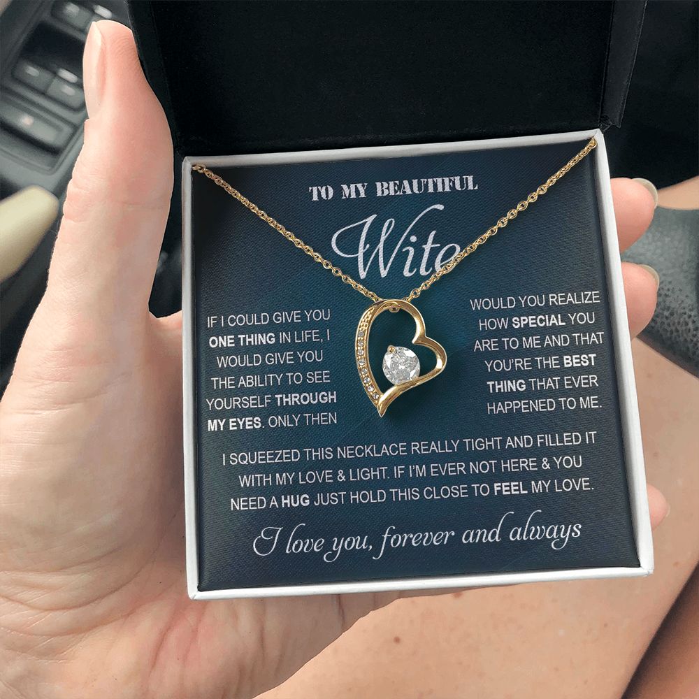 Personalized Valentine Gift For Wife, To My Wife Necklace For Women, Soulmate Necklace, To My Wife Necklace From Husband, Necklace Custom Name Message Card and Gift Box Styles on Birthday, Christmas, Wedding, Anniversary Forever Love