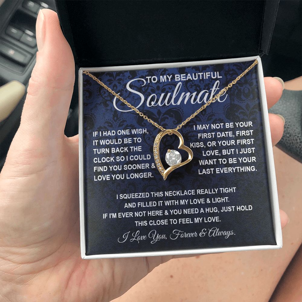 To My Beautiful Soulmate Necklace, Soulmate Jewelry For Women, Wife Necklace From Husband, Soulmate Gift For Her, To My Future Soulmate Necklace Message Card and Necklace Gift Box Gift Box Styles on Birthday, Wedding, Anniversary, Valentine Forever Love