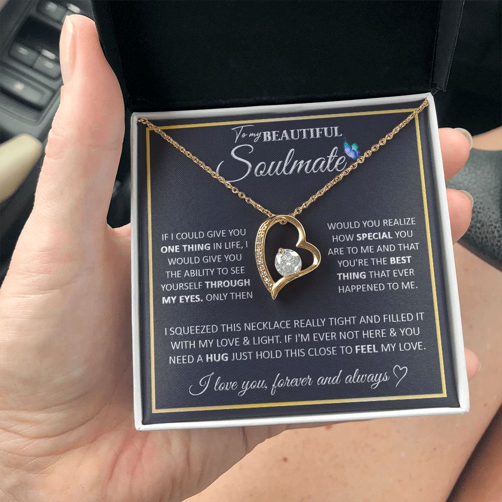 Couples Gifts, To My Beautiful Soulmate Necklace Gifts From Husband, Wedding Anniversary For Wife From Husband, To My  Wife Necklace, Necklace Custom Name Message Card and Gift Box Styles on Birthday, Christmas, Wedding, Anniversary Forever Love