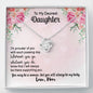 To My Dearest Daughter Necklace, Dear Daughter, Daughter Necklace, Gift For Daughter From Mom, Necklace For Daughters Daughter Necklaces From Mom, Meaningful Necklace Message Card and Gift Box Styles on Birthday, Christmas, Anniversary  Love Knot