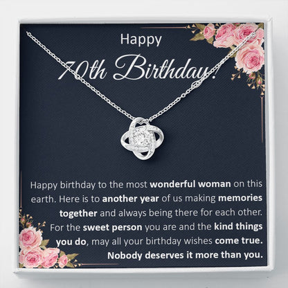 70th Birthday Gifts For Women, Best Gifts For 70 Year Old Woman, Happy 70th Birthday Present Card Ideas For Women Turning 70 with Message Card and Gift Box Love Knot