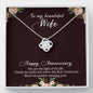 To My Beautiful Wife Necklace, Wife Necklace, Wife Gift, WIfe Gift From Husband, Happy Anniversary, Meaningful Necklace Message Card and Gift Box Styles on Birthday, Christmas, Anniversary  Love Knot
