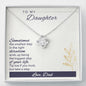 To My Daughter Necklace, Dear Daughter, Daughter Necklace, Gift For Daughter From Dad, Step Daughter, Necklace For Daughter Gift, Meaningful Necklace Message Card and Gift Box Styles on Birthday, Christmas, Anniversary  Love Knot