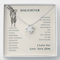To My Daughter Necklace, Dear Daughter, Daughter Necklace, Gift For Daughter From Mom, Step Daughter, Necklace For Daughter Gift, Meaningful Necklace Message Card and Gift Box Styles on Birthday, Christmas, Anniversary  Love Knot