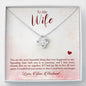 Couples Gifts,My Wife Girlfriend Necklace Gifts From Husband, Wedding Anniversary Jewelry For Wife From Husband, Wife Birthday From Husband, To My Beautiful Wife Girlfriend Message Card and Gift Box styles On Birthday, Christmas, Anniversary  Love Knot