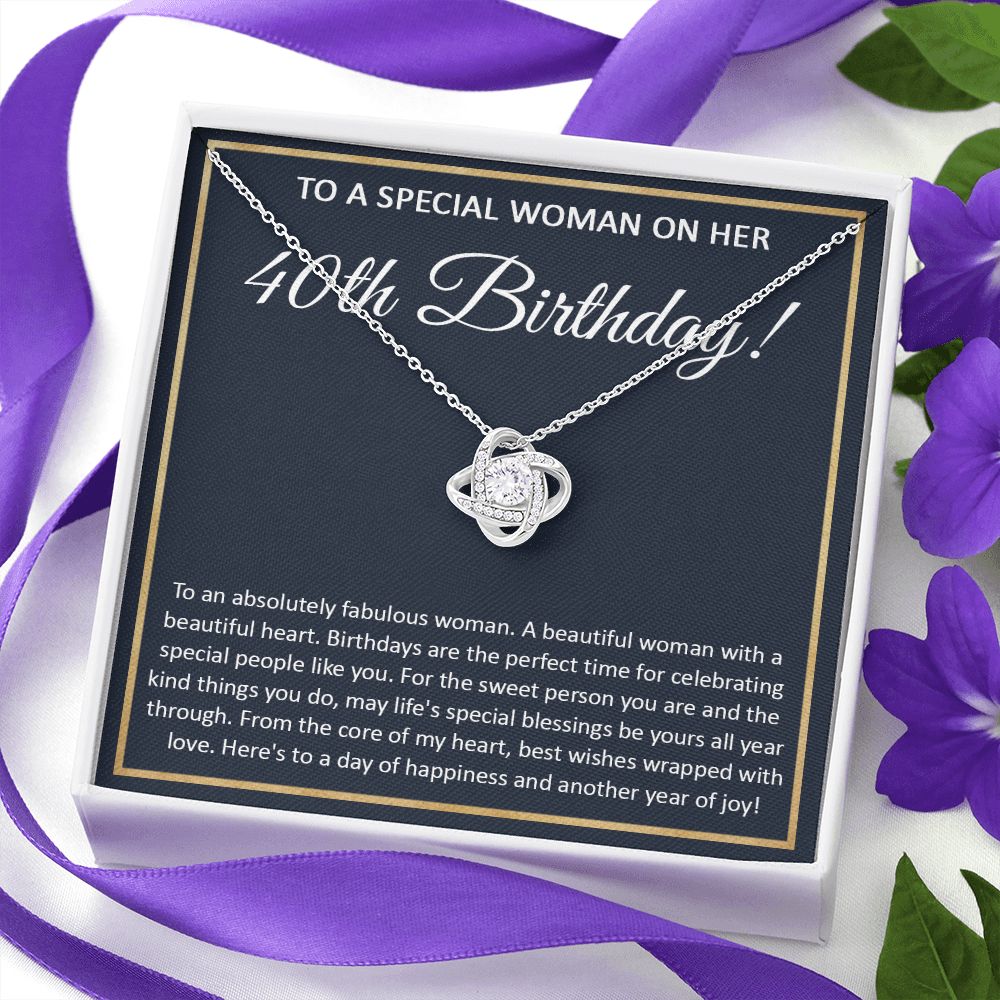 40th Birthday Gifts Women, 40 Year Old Birthday Gift Ideas For Women, Best Gifts For 40 Year Old Woman, 40 And Fabulous Happy Birthday For Women Turning 40 with Message Card and Gift Box Love Knot