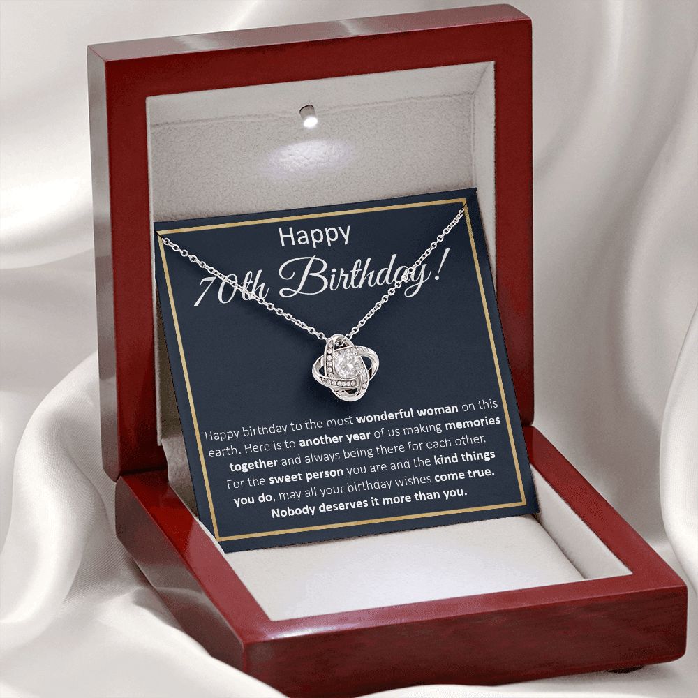 70th Birthday Gifts For Women, Best Gifts For 70 Year Old Woman, Gift for Her Happy 70th Birthday Present Card Ideas For Women Turning 70 with Message Card and Gift Box Love Knot