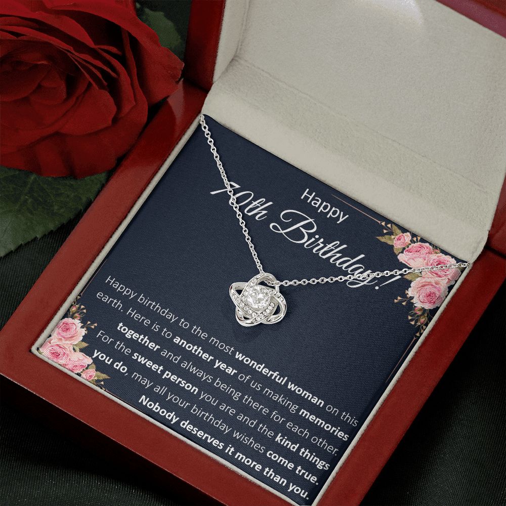 70th Birthday Gifts For Women, Best Gifts For 70 Year Old Woman, Happy 70th Birthday Present Card Ideas For Women Turning 70 with Message Card and Gift Box Love Knot