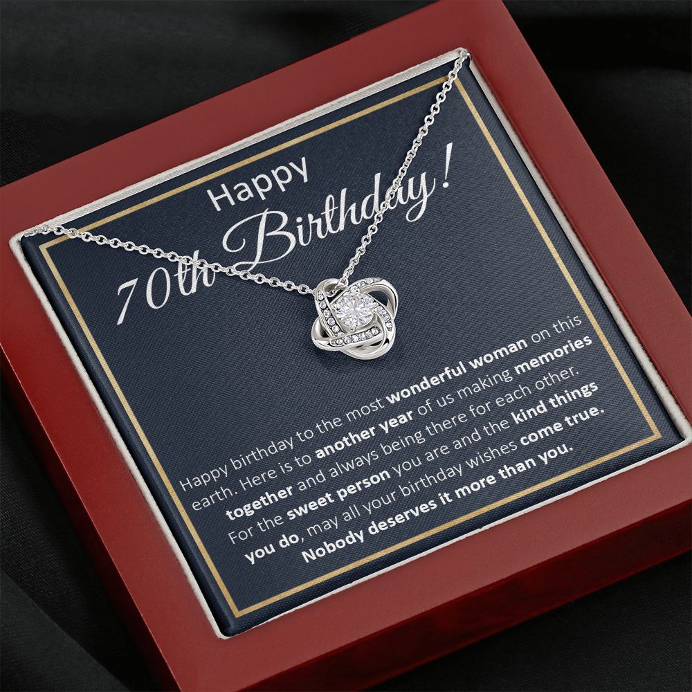 70th Birthday Gifts For Women, Best Gifts For 70 Year Old Woman, Gift for Her Happy 70th Birthday Present Card Ideas For Women Turning 70 with Message Card and Gift Box Love Knot