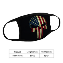Load image into Gallery viewer, American Flag Punisher Skull Face Mask Reusable Fabric Mask Protective Mouth