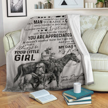 Load image into Gallery viewer, Customized Daughter to My Dad – It’s Not Easy A Man to Raise A Daughter Horse Riding Boy Premium Blanket One Size, Cozy Plush Fleece Blanket - 56x43, 70x54, 80x60