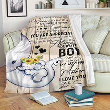 Load image into Gallery viewer, Inspirational Son to My MOM - Elephant - I Know It&#39;s Not Easy - My Loving Mother Premium Blanket One Size, Cozy Plush Fleece Blanket - 56x43, 70x54, 80x60