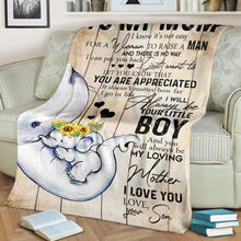 Load image into Gallery viewer, Inspirational Son to My MOM - Elephant - I Know It&#39;s Not Easy - My Loving Mother Premium Blanket One Size, Cozy Plush Fleece Blanket - 56x43, 70x54, 80x60