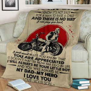 Son to DAD Biker I Will Always Be Your Little Boy My DAD - My Hero - Love, Your Son Premium Blanket One Size, Cozy Plush Fleece Blanket - 56x43, 70x54, 80x60