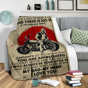 Son to DAD Biker I Will Always Be Your Little Boy My DAD - My Hero - Love, Your Son Premium Blanket One Size, Cozy Plush Fleece Blanket - 56x43, 70x54, 80x60