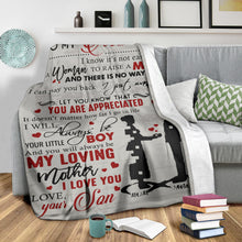 Load image into Gallery viewer, Personalized Son to My Mom I Know It’s Not Easy for A Woman to Raise A Man from Son Premium Blanket One Size, Cozy Plush Fleece Blanket - 56x43, 70x54, 80x60