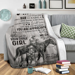 Customized Daughter to My Dad – It’s Not Easy A Man to Raise A Daughter Horse Riding Boy Premium Blanket One Size, Cozy Plush Fleece Blanket - 56x43, 70x54, 80x60