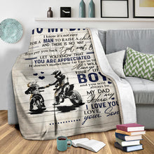 Load image into Gallery viewer, Personalized to My Dad I Know It’s Not Easy for A Man to Raise A Child from Son Premium Blanket One Size, Cozy Plush Fleece Blanket - 56x43, 70x54, 80x60